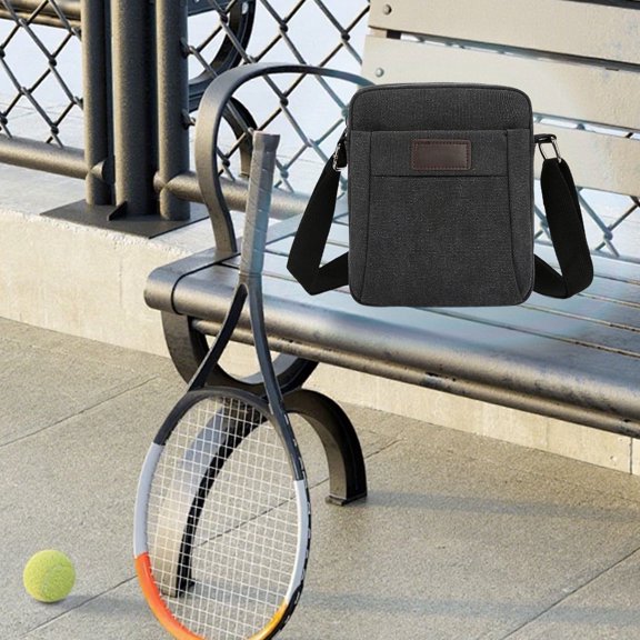 Men's Canvas Shoulder Bag | Medium Crossbody, Large Capacity, Durable Stitching, Multiple Pockets, Eco-Friendly Canvas, Khaki/Blue/Black/Coffee/Green, 20x16x6cm, Lightweight Casual Everyday Travel