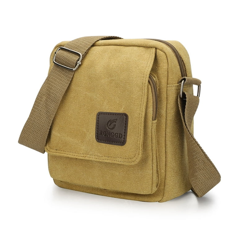 Men's small canvas shoulder bags clearance
