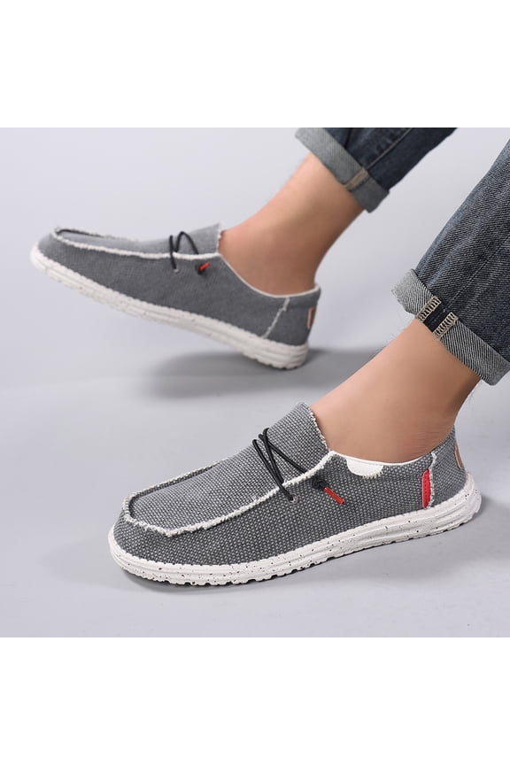 Men's Canvas Slip-On Shoes with Soft Sole, Comfortable Casual Skate Sneakers, Lightweight Breathable Footwear for Everyday, Travel, and Street Style