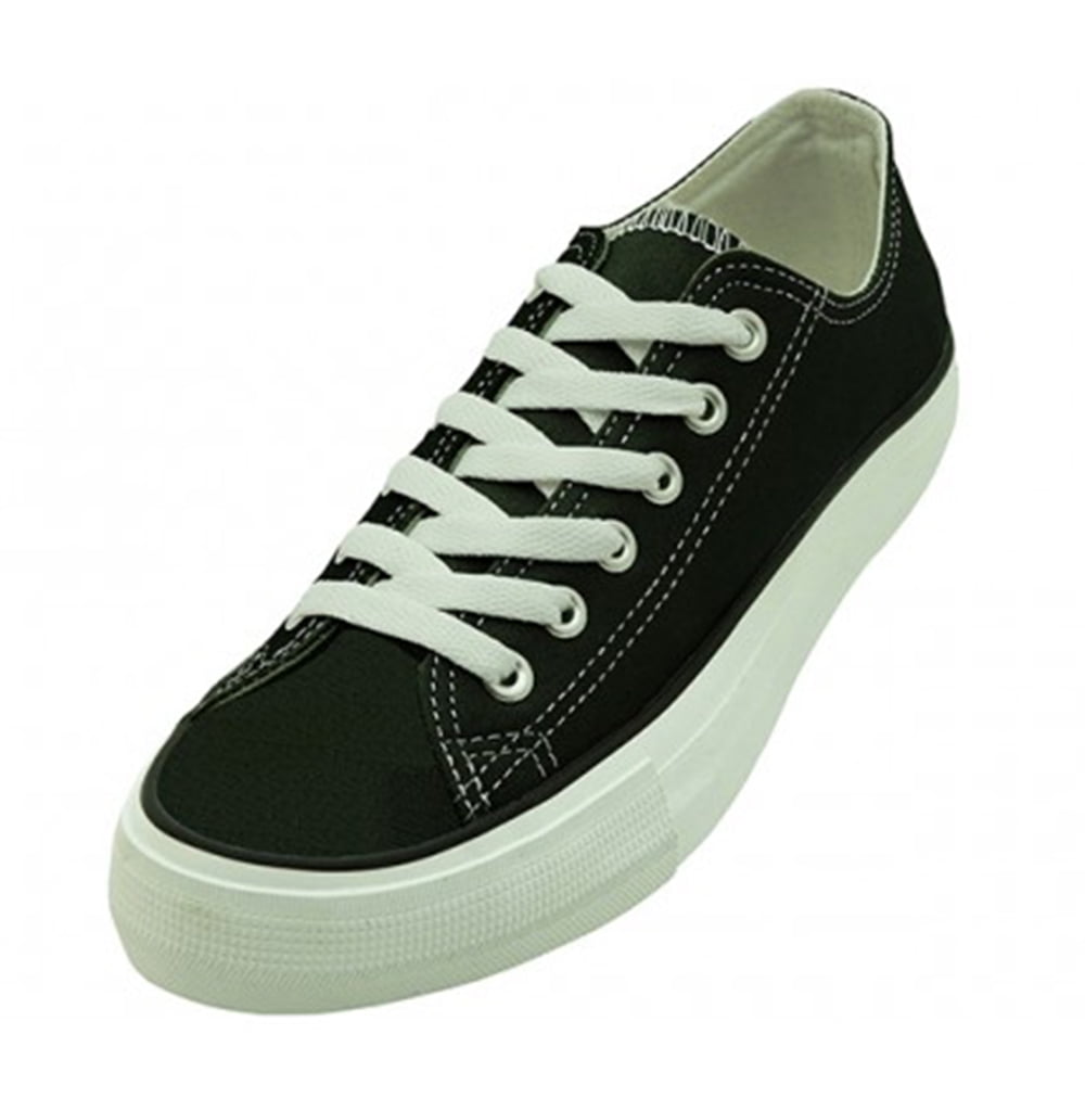 Bangka Men's Casual & Dress Shoes Canvas Lace Up Classic Sneaker, 3/4" Heel, Black, Size 10