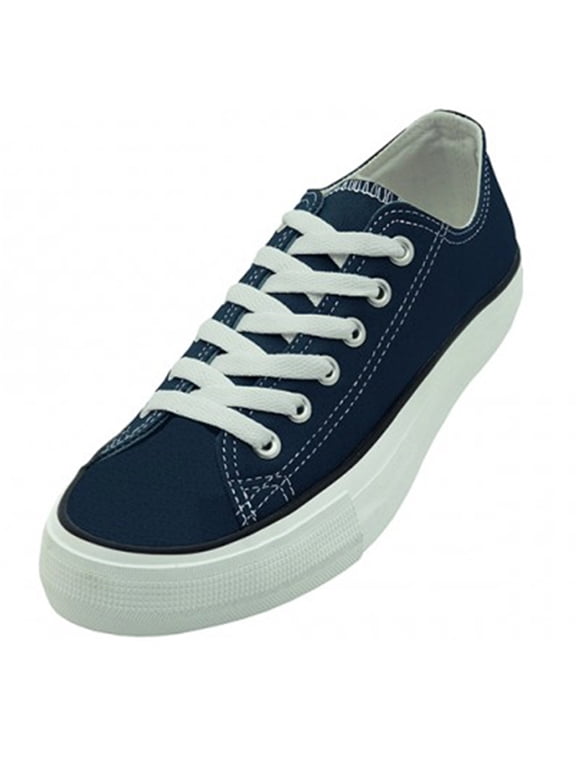 Men's Shoes Canvas Fashion Sneakers, Lace-Up, Round Toe, Blue, Size 12