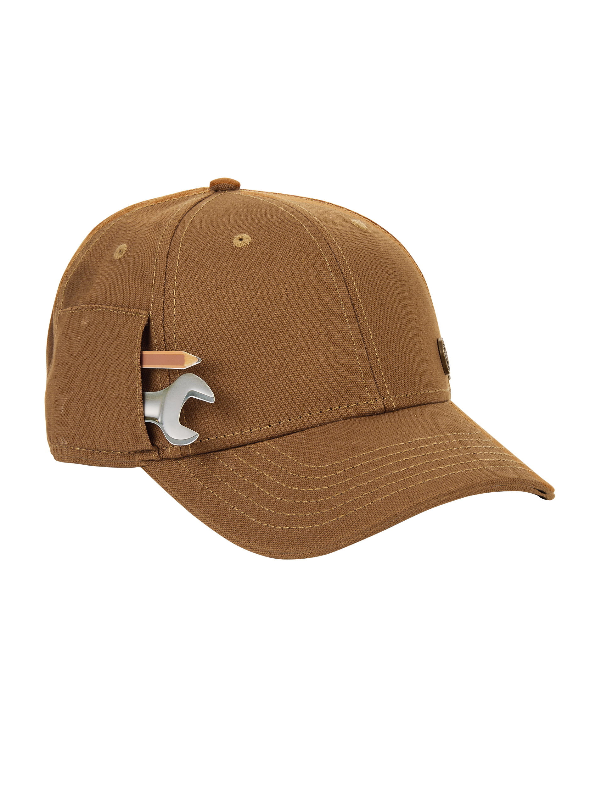 Men's Canvas Utility Cap With Side Pocket and Pre-Curved Bill