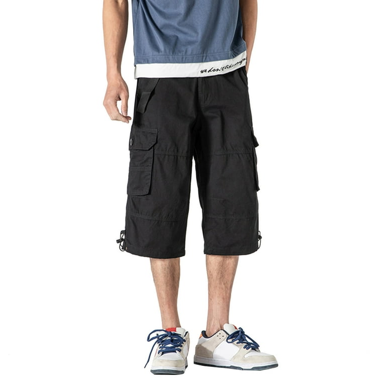 Men's Capri Cargo Shorts Plus Size Durable Cargo Pant with Multi