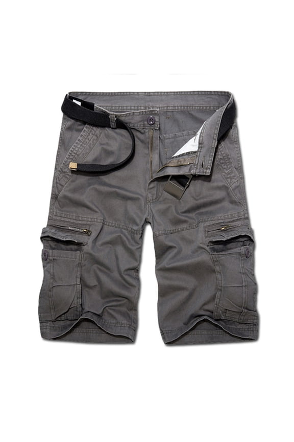 Men's Capri Long Twill Cargo Shorts Below Knee 13 Inches Cotton Relaxed Fit Casual Multi-Pocket Dark Gray S