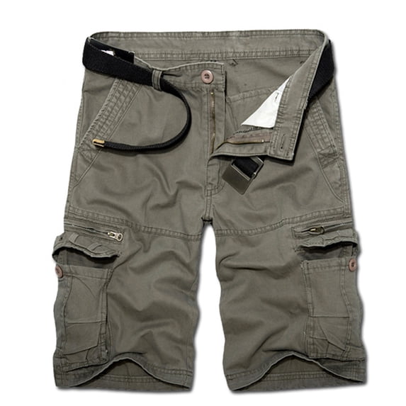 Men's Capri Long Twill Cargo Shorts Below Knee 13 Inches Cotton Relaxed Fit Casual Multi-Pocket Gray S