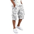 thumbnail image 1 of Men's Capri Long Twill Cargo Shorts Drawstring Below Knee Relaxed Fit Casual Multi-Pocket White L, 1 of 6