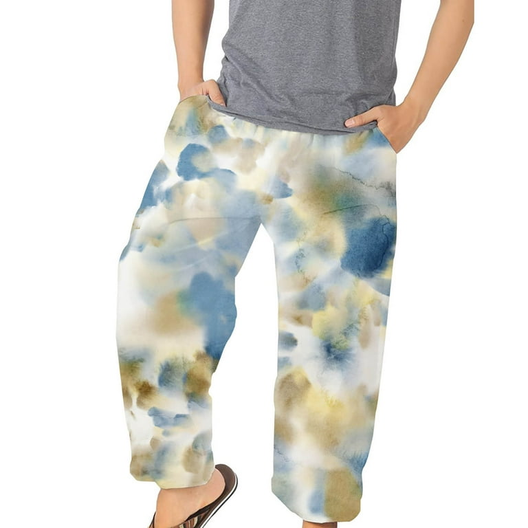 Men's Capri Pants Fashion Printed Joggers Pants Bloomers Harem Pants Loose  Elastic Daily Casual Sweatpant Trouser 