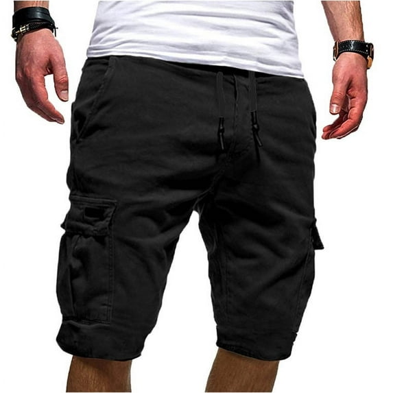 Men's Capri Pants Sport Pure Color Bandage Casual Loose Sweatpants Drawstring Shorts Pants Fit Elastic Waist Wide Leg Pants Workout Gym Below Knee Shorts