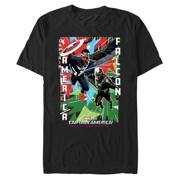 Men's Captain America: Brave New World Captain America and Falcon Colorful Poster Graphic T-Shirt