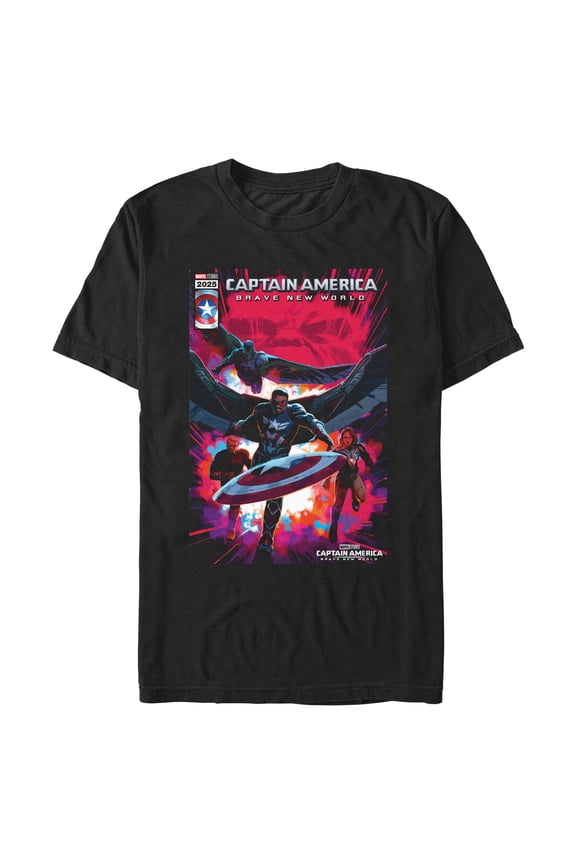 Men's Captain America: Brave New World New Team Comic Book Cover Graphic T-Shirt