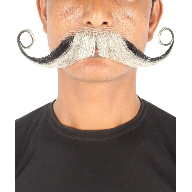 Men's Captain Hook Mustache | Human Hair Curly Multiple Color Facial Hair