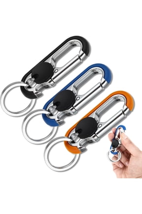 Men's Car Key Chain 6pcs, Personalized Creative Stainless Steel Car Keychain for Men Black