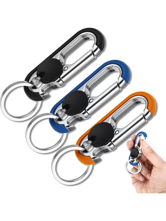 Men's Car Key Chain 6pcs, Personalized Creative Stainless Steel Car Keychain for Men Black