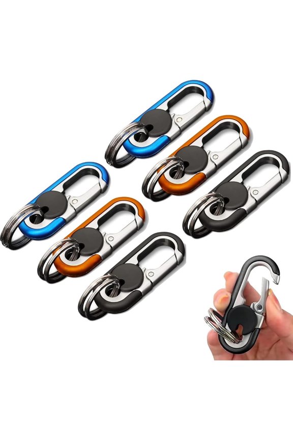 Men's Car Key Chain 6pcs, Personalized Creative Stainless Steel Car Keychain for Men