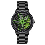 Mens Car Watch Creative Hollow Car Wheel Rim Hub Design Wristwatch | 3D Spinning Car Wheel Rotating ,Quartz Analog, Stainless Steel Strap ,Gifts for Car Enthusiasts