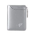 thumbnail image 1 of Men's Carbon Fiber Pattern Zip Wallet, RFID Blocking Credit Card Holder, Small Zipper Coin Purse Minimalist Card Case for Daily Business Travel Silver, 1 of 3