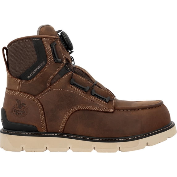 Georgia Boot Carbon Flex 6" BOA® Waterproof Carbon Toe Moc-Toe Work Boot, Brown, Size 9.5(W)