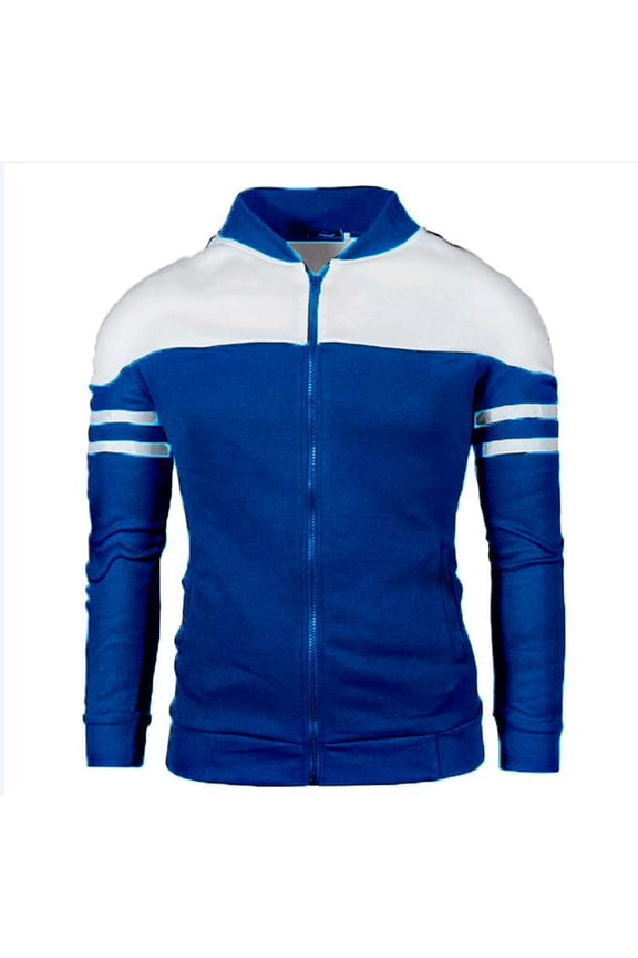 Men's Cardigan Jacket Long Sleeve Color Matching Splicing Jacket Sweater Jacket
