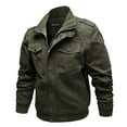 thumbnail image 1 of Men's Cardigan Jacket Long Sleeve Winter Solid Color Tooling Wind Jacket Zipper Coat, 1 of 6
