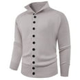 thumbnail image 1 of Men's Cardigan, Long Sleeve Knit Sweater with Stand Collar, Button Front Closure, Elastic 100% Polyester Fabric for Comfort, Ideal for Casual and Winter Wear, 1 of 4