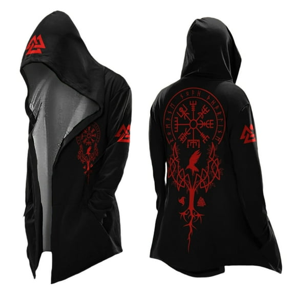 Men's Cardigan Mid Length Printed Hooded Cardigan For Casual And Formal Wear