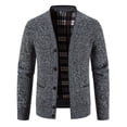thumbnail image 1 of Men's Cardigan Sweater Button Up Knit Textured Stand Collar Regular Fit Full Zip Fleece Lined Winter Warm, 1 of 5