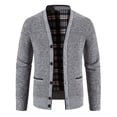 thumbnail image 1 of Men's Cardigan Sweater Button Up Knit Textured Stand Collar Regular Fit Full Zip Fleece Lined Winter Warm, 1 of 7