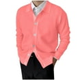 thumbnail image 1 of Men's Cardigan Sweater Long Sleeve Lapel Collar Button Down Solid Knit Outerwear Pink XL, 1 of 6