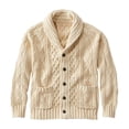 thumbnail image 1 of Men's Cardigan Sweater Long Sleeve Shawl Collar Button Down Solid Knit Outerwear with Pockets Beige S, 1 of 5