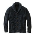 thumbnail image 1 of Men's Cardigan Sweater Long Sleeve Shawl Collar Button Down Solid Knit Outerwear with Pockets Navy L, 1 of 5