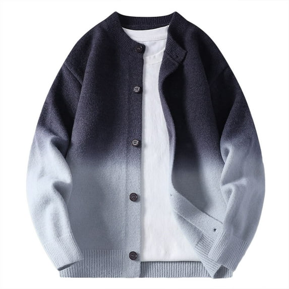 Men's Cardigan Sweater Loose Fit Stand Collar Cardigan Casual Lightweight Ribbed Knitted Zip/Button Sweater Coat