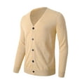 thumbnail image 1 of Men's Cardigan Sweater V Neck Casual Soft Long Sleeve Button Down Knitted Winter Sweater, 1 of 5