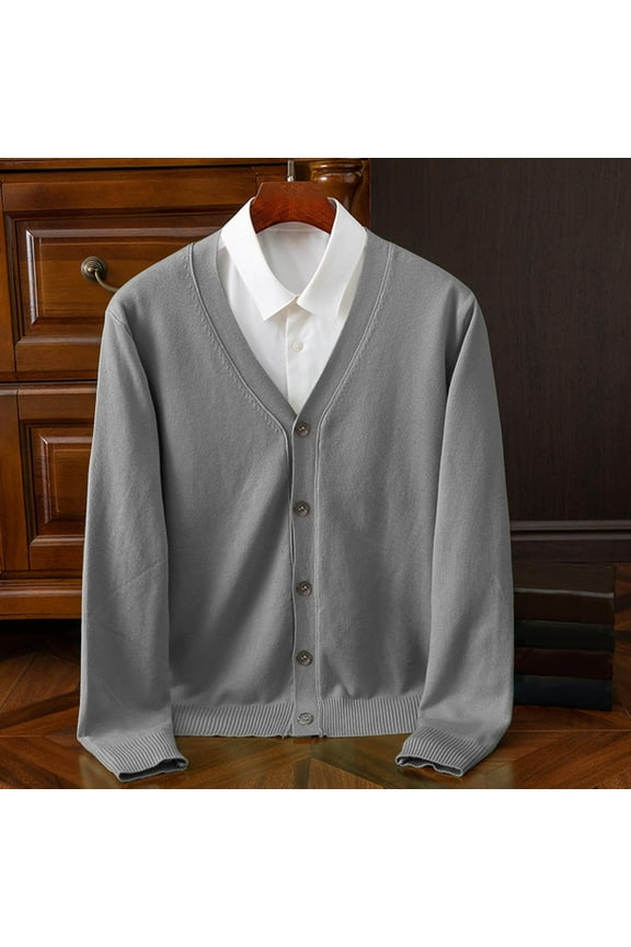Men's Cardigan Sweater V Neck Long Sleeve Casual Lightweight Button Down Knitted Sweater with Pockets Fall Winter Clothes