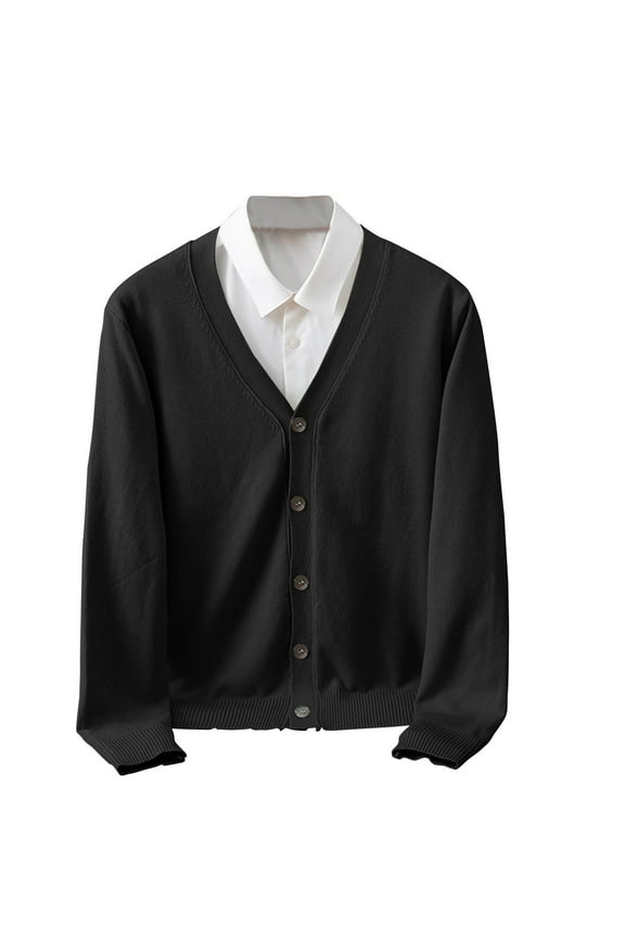 Men's Cardigan Sweater V Neck Long Sleeve Casual Lightweight Button Down Knitted Sweater with Pockets Fall Winter Clothes