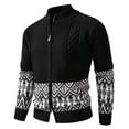 thumbnail image 1 of Men's Cardigan Sweater Zip Up Knit Blazer Jacket Knitwear Black XXXXL, 1 of 5