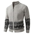 thumbnail image 1 of Men's Cardigan Sweater Zip Up Knit Blazer Jacket Knitwear Gray XXXXL, 1 of 5