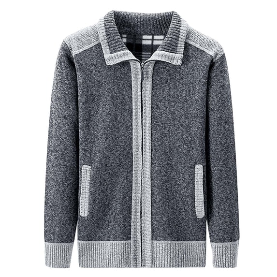Men's Cardigan Sweaters Casual Full Zip Sweaters Knitted Cardigan with Pockets,Dark Gray,XL