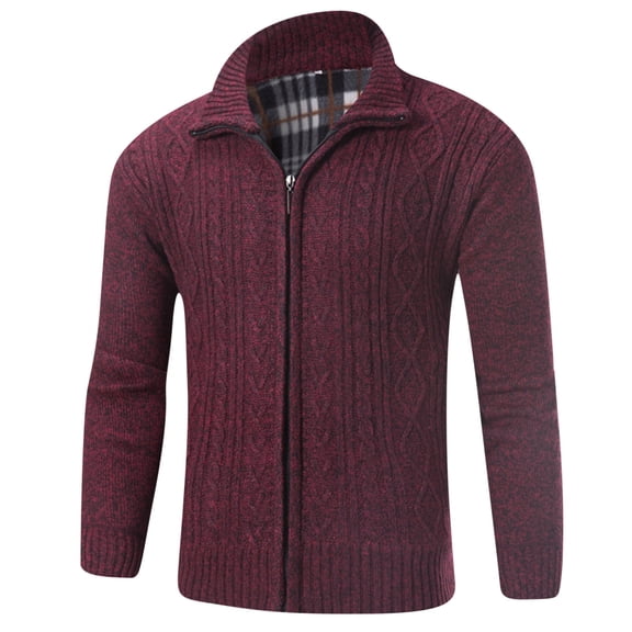 Men's Cardigan Sweaters Full Zip Up Stand Collar Cardigan Slim Fitted Casual Knitted Sweater Men's Casual Fashion Business Turtleneck