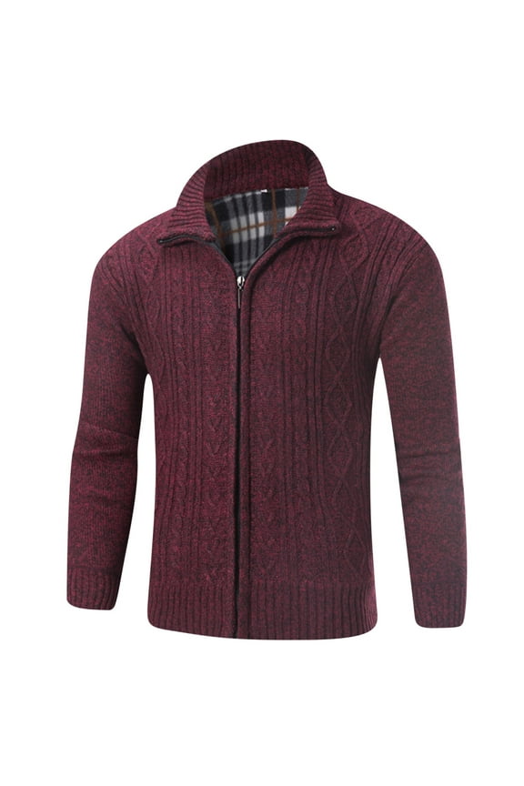 Men's Cardigan Sweaters Full Zip Up Stand Collar Cardigan Slim Fitted Casual Knitted Sweater Men's Casual Fashion Business Turtleneck