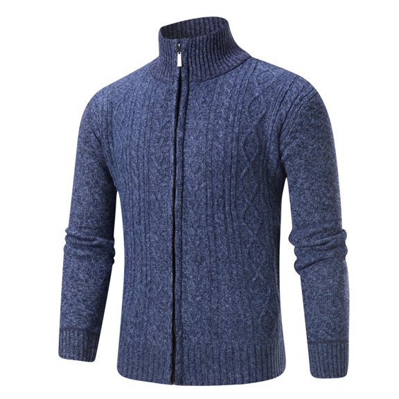 Men's Cardigan Sweaters Full Zip Up Stand Collar Cardigan Slim Fitted Casual Knitted Sweater Men's Casual Fashion Business Turtleneck