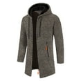 thumbnail image 1 of Men's Cardigan Sweaters Mid-Length Zip-Up Knitted Sweater Jacket Fall Winter Casual Hooded Coat Fleece Long Sleeve, 1 of 4