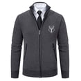 thumbnail image 1 of Men's Cardigan Sweaters Zip Up Knitted Cardigan Stand Collar Sweaters Solid Color Fall Winter Casual Sweater Jackt with Pocket, 1 of 9