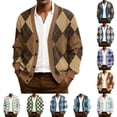 thumbnail image 1 of Men's Cardigan Sweaters with Button Lightweight Business Knitted Sweater Brown 2XL, 1 of 7