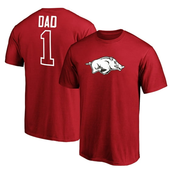 Men's Cardinal Arkansas Razorbacks #1 Dad Logo T-Shirt