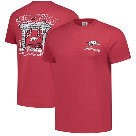 Men's Cardinal Arkansas Razorbacks Deck the Halls Comfort Colors T-Shirt