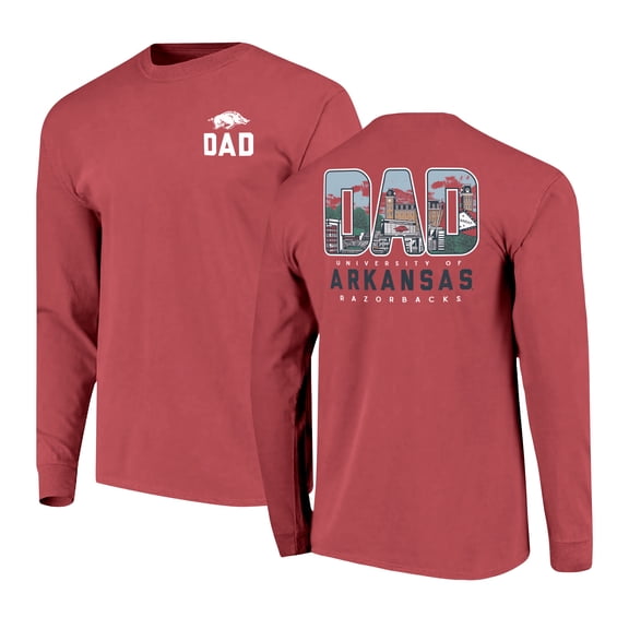 Men's Cardinal Arkansas Razorbacks Father's Day Campus Drawing Long Sleeve T-Shirt