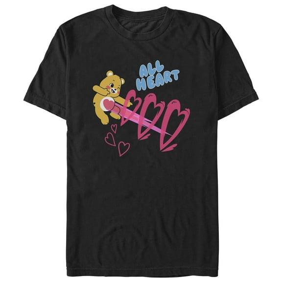 Men's Care Bears All Heart Bear Graphic Tee Black X Large