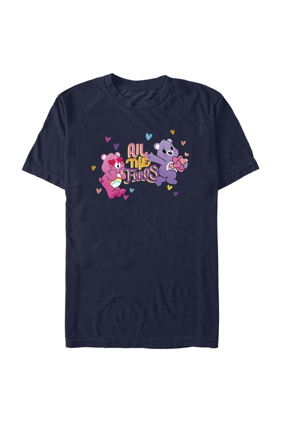 Men's Care Bears All the Feels Cheer  Graphic Tee Navy Blue Large