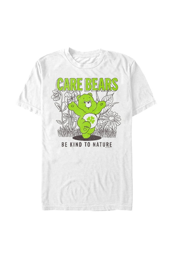 Men's Care Bears Be Kind to Nature Good Luck Bear  Graphic Tee White Large