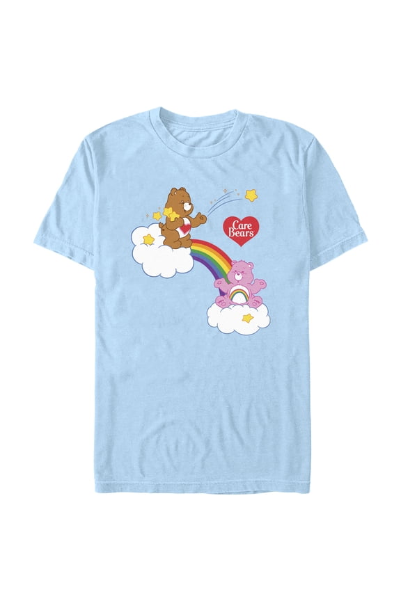 Men's Care Bears Bears Playing on Clouds Graphic Tee Light Blue Large